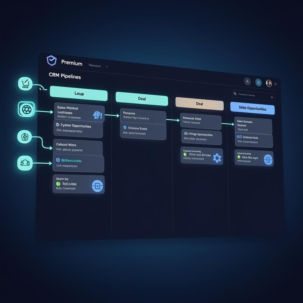 Pipeline de CRM com cards e integrações